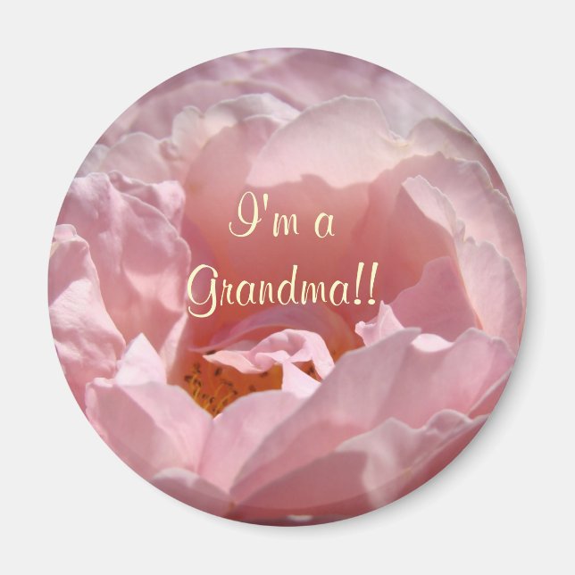 Ich bin Oma! Der Magnet Sunlit Pink Rose Blume (Vorne)
