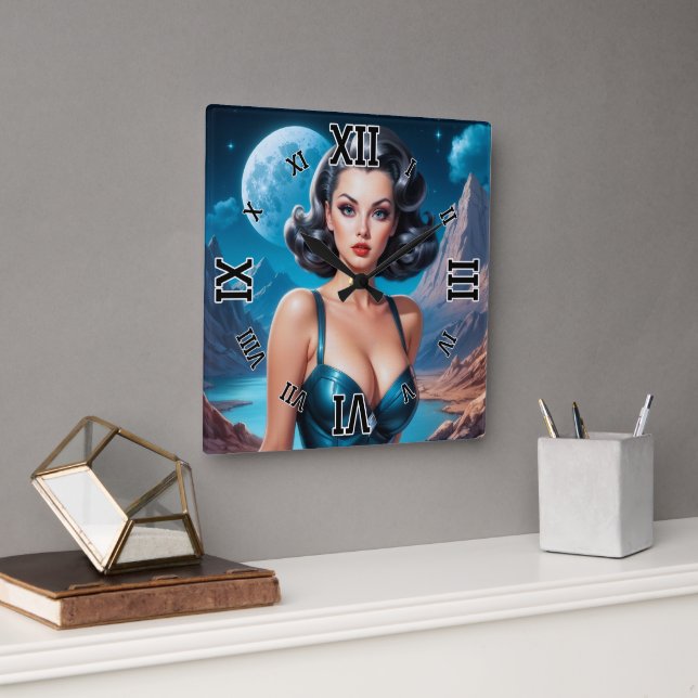 Ich bin On Vacation AI Concept Art von Xzendor7 Quadratische Wanduhr (Büro)