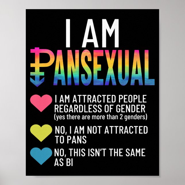 Ich bin Pansexual - LGBTQIA Pride Rainbow Hearts - Poster (Vorne)