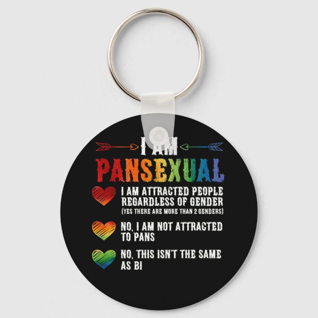 Ich bin Pansexual LGBTQIA Pride Rainbow Hearts Schlüsselanhänger (Vorderseite)
