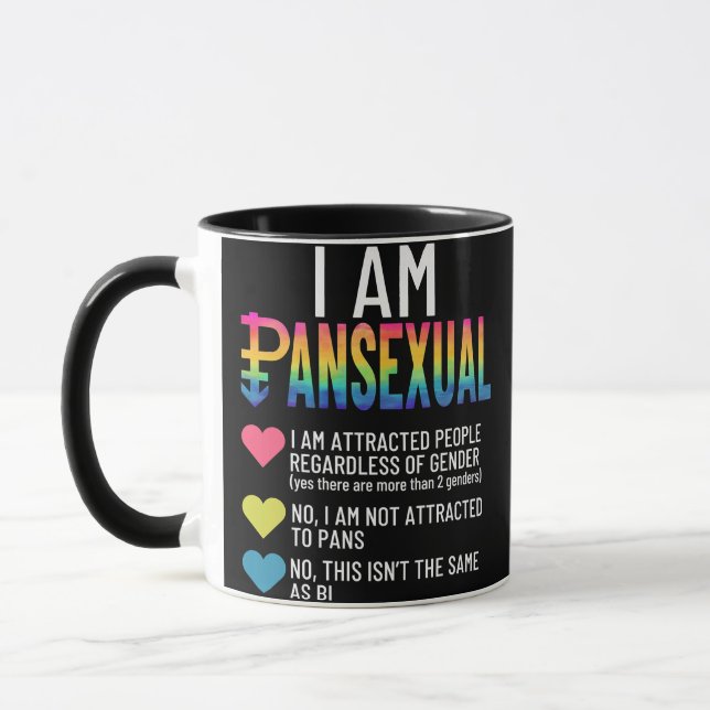 Ich bin Pansexual - LGBTQIA Pride Rainbow Hearts - Tasse (Links)