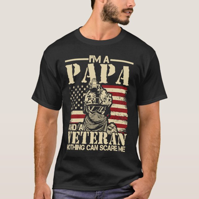 Ich bin Papa und Veteran Patriotic USA American Fl T-Shirt (Vorderseite)