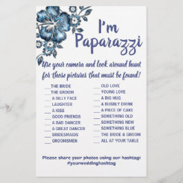 Ich bin paparazzi Game Card Blue Blume Hochzeit Flyer