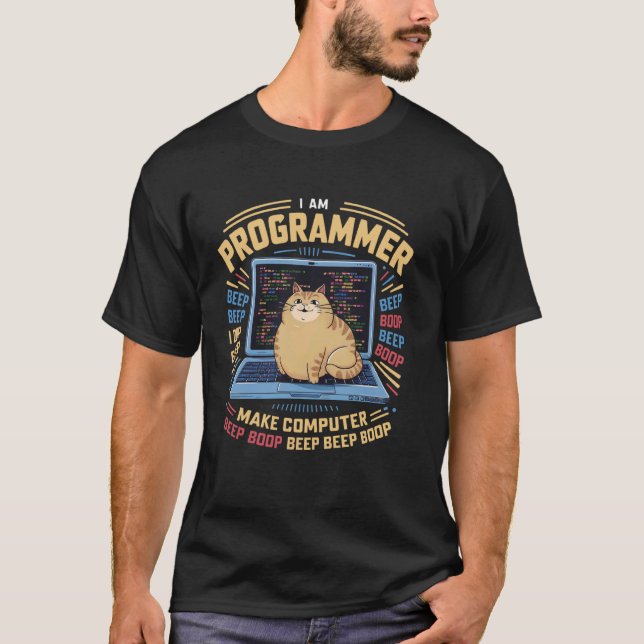 Ich bin Programmierer Ich mache Computer Katze Cod T-Shirt (Vorderseite)