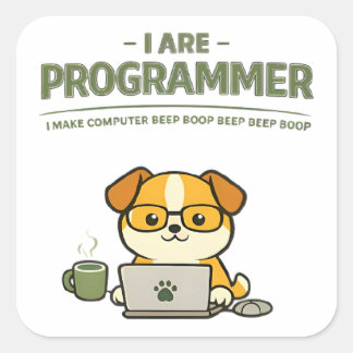 Ich bin Programmierer Lustiger Klassischer Runduma Quadratischer Aufkleber