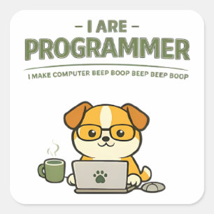 Ich bin Programmierer Lustiger Klassischer Runduma Quadratischer Aufkleber