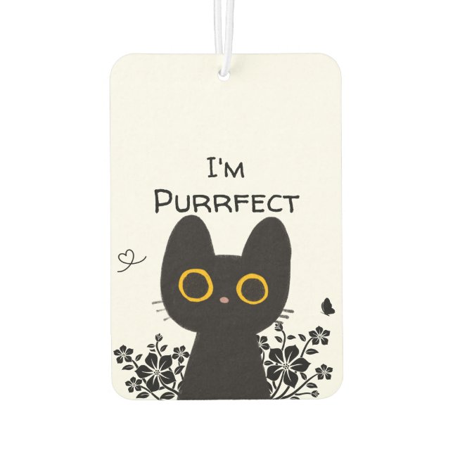 Ich bin Purfect Niedlich Black Cat Air Freshener Autolufterfrischer (Rückseite)