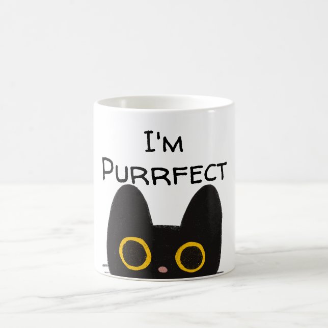 Ich bin purfect Niedlich Black Cat Tasse (Mittel)