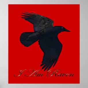Ich BIN RAVEN II Flying Raven Art Poster