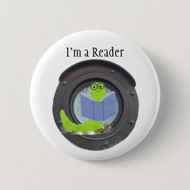 Ich bin Reader, Bookworm Button (Vorderseite)