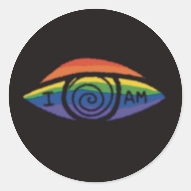 ICH BIN Regenbogen Stolz Runder Aufkleber (Vorderseite)
