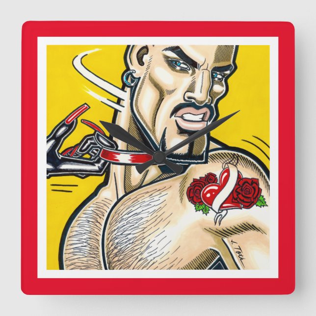 Ich bin rein! quadratische wanduhr (Vorderseite)