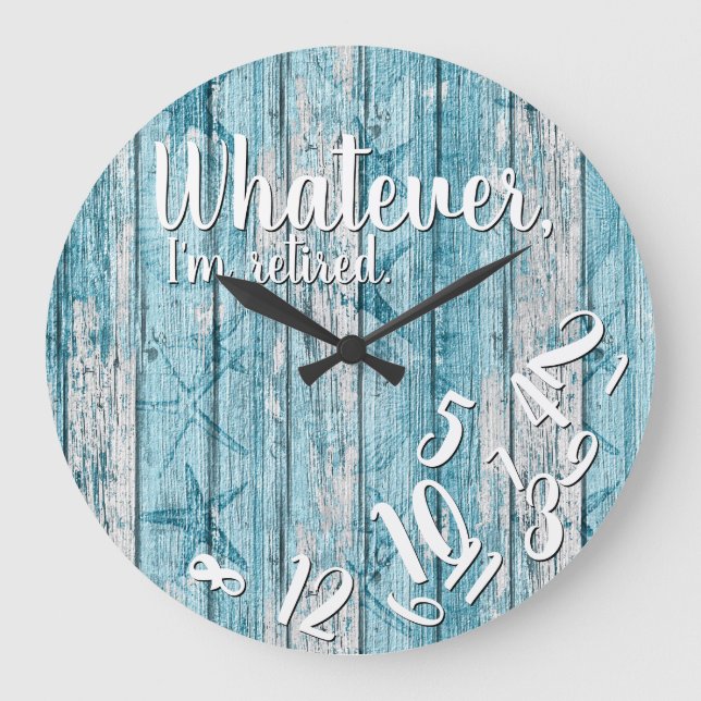 Ich bin Remüde Beach Wood Funny Retirement Nautica Große Wanduhr (Vorderseite)