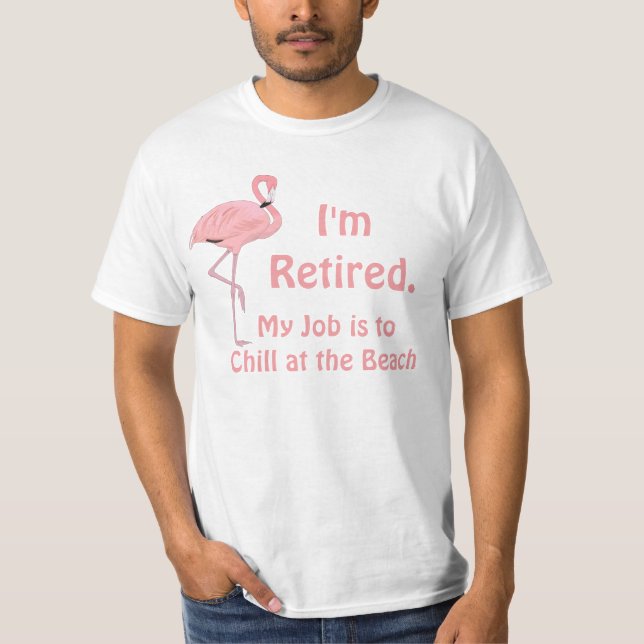 Ich bin remüde Funny Beach Thema Flamingo Pensioni T-Shirt (Vorderseite)