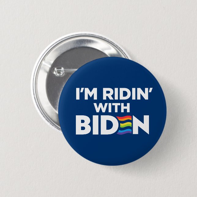 Ich bin Ridin mit Biden 2024 LGBTQ Button (Vorne & Hinten)