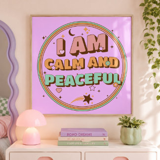 Ich bin ruhig und friedlich Retro-Affirmation Poster