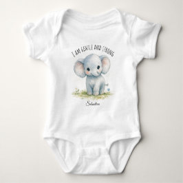 „Ich bin sanft und stark“ Süße Elefanten-Baby-Part Baby Strampler