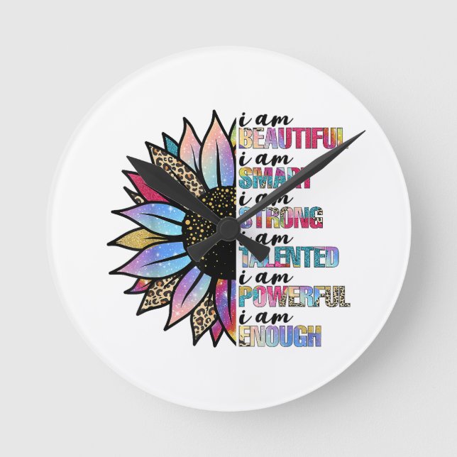 Ich bin schön, ich bin intelligent, ich bin stark  runde wanduhr (Vorderseite)