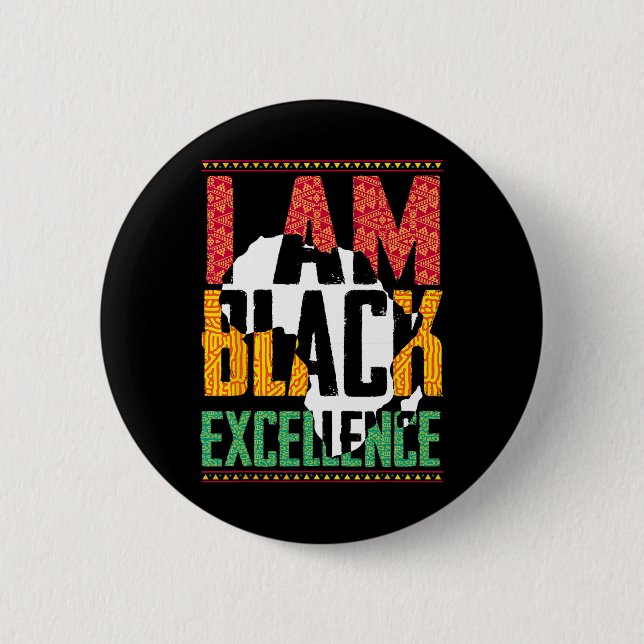 Ich bin schwarze Exzellenz nach Pride Juneteenth Button (Vorderseite)