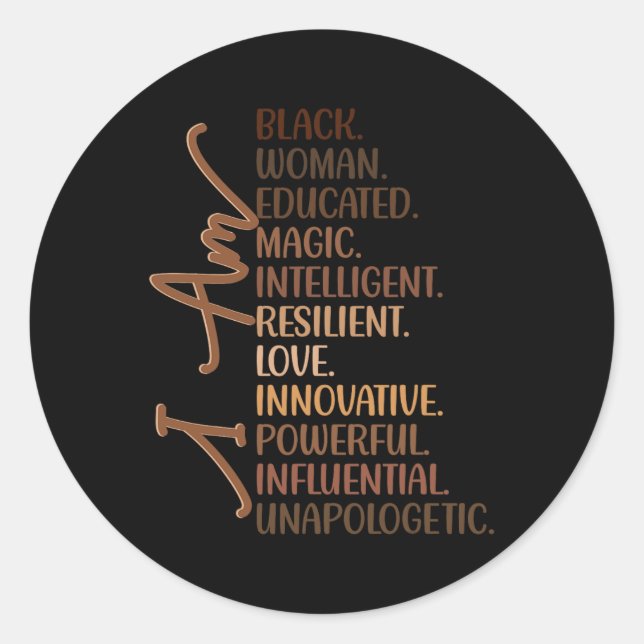 Ich bin schwarze Frau ausgebildet Melanin Black Hi Runder Aufkleber (Vorderseite)