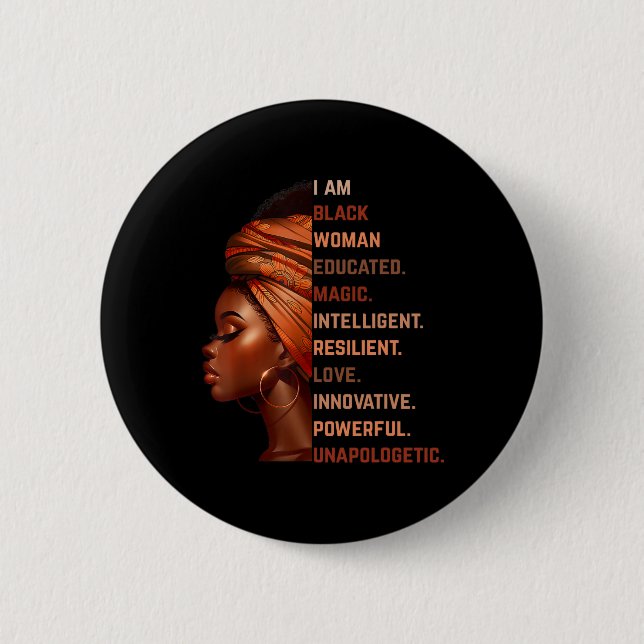 Ich bin schwarze Frau gebildet Magie Intelligent M Button (Vorderseite)