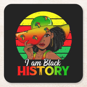 Ich bin schwarze Geschichte Afrikanisches Amerika Rechteckiger Pappuntersetzer