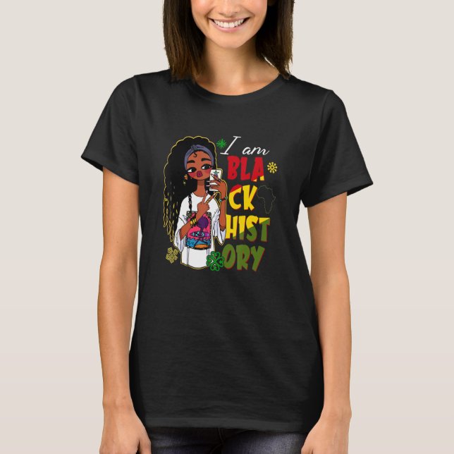 Ich bin schwarze Geschichte Afro Girl Afro America T-Shirt (Vorderseite)