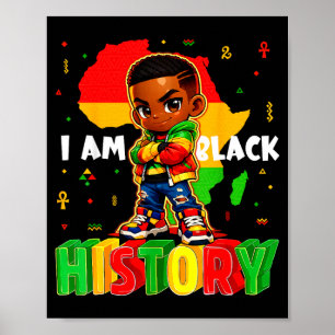 Ich bin schwarze Geschichte afroamerikanische Jung Poster