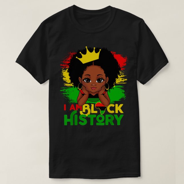 Ich bin schwarze Geschichte BHM Black Pride Black  T-Shirt (Design vorne)