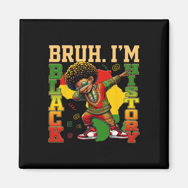 Ich bin Schwarze Geschichte Dabbing Afro Männer Ju Magnet (Vorne)