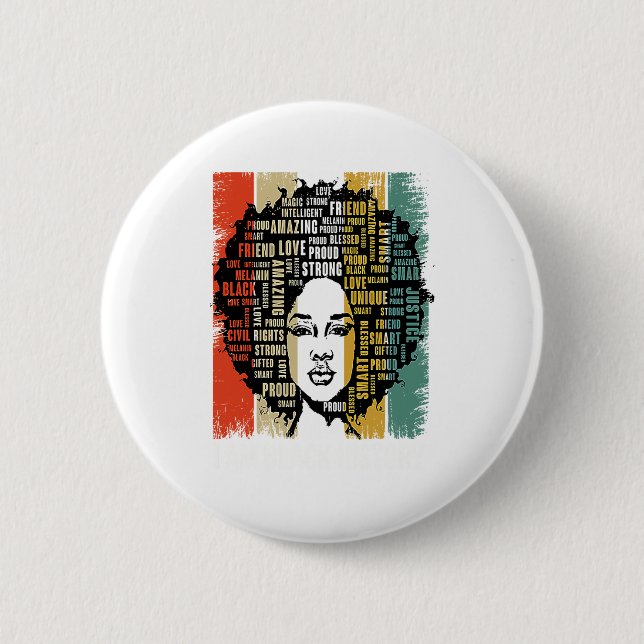 Ich bin Schwarze Geschichte Frauen Mädchen Schwarz Button (Vorderseite)