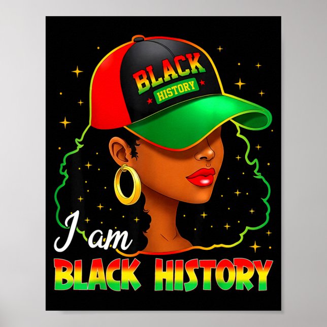 Ich bin schwarze Geschichte Frauen Mädchen schwarz Poster (Vorne)