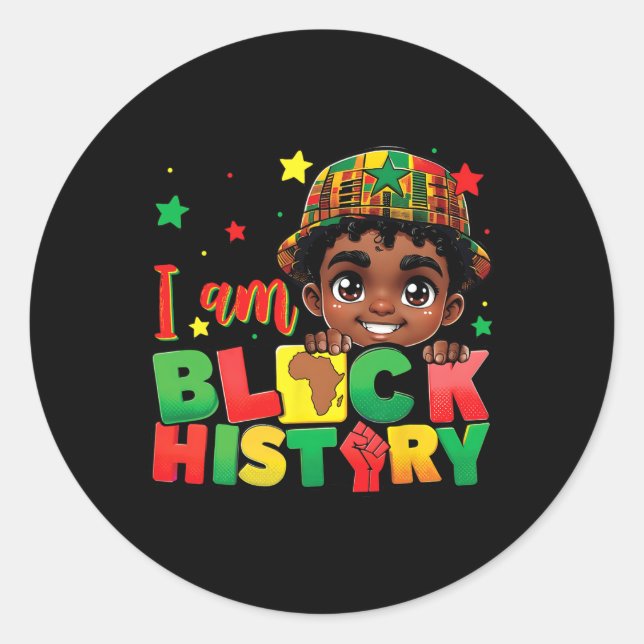 Ich bin Schwarze Geschichte Juneteenth Schwarzes M Runder Aufkleber (Vorderseite)