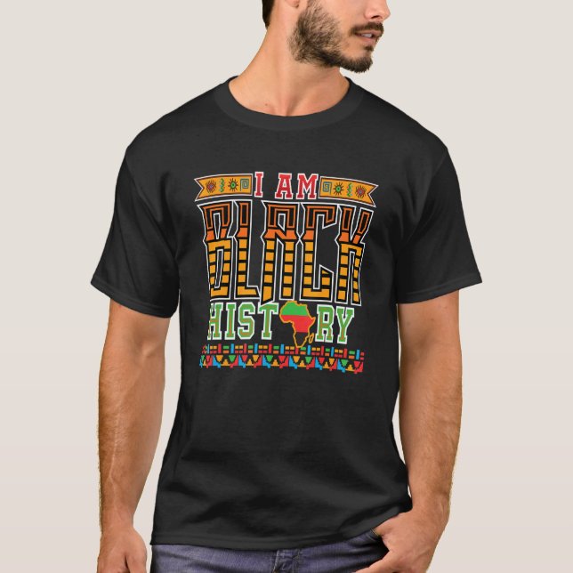 Ich bin schwarze Geschichte Kente Print für Afrika T-Shirt (Vorderseite)