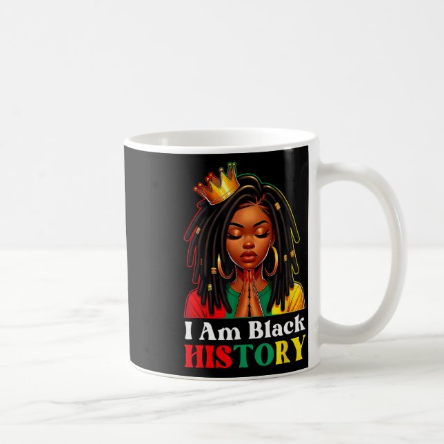 Ich bin schwarze Geschichte Monat Loc'd Girl Black Kaffeetasse (Rechts)