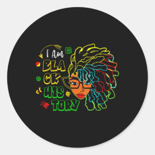 Ich bin schwarze Geschichte Monat Loc'd Girl Black Runder Aufkleber