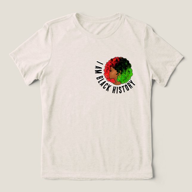 Ich bin schwarze Geschichte panafrikanische Flagge Tri-Blend Shirt (Design Vorderseite)