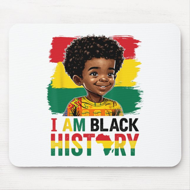 Ich bin Schwarzer Geschichte Afro-Junge Little Mel Mousepad (Vorne)