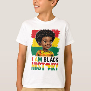 Ich bin Schwarzer Geschichte Afro-Junge Little Mel T-Shirt
