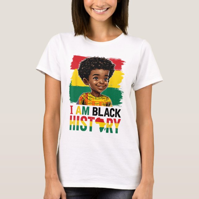 Ich bin Schwarzer Geschichte Afro-Junge Little Mel T-Shirt (Vorderseite)