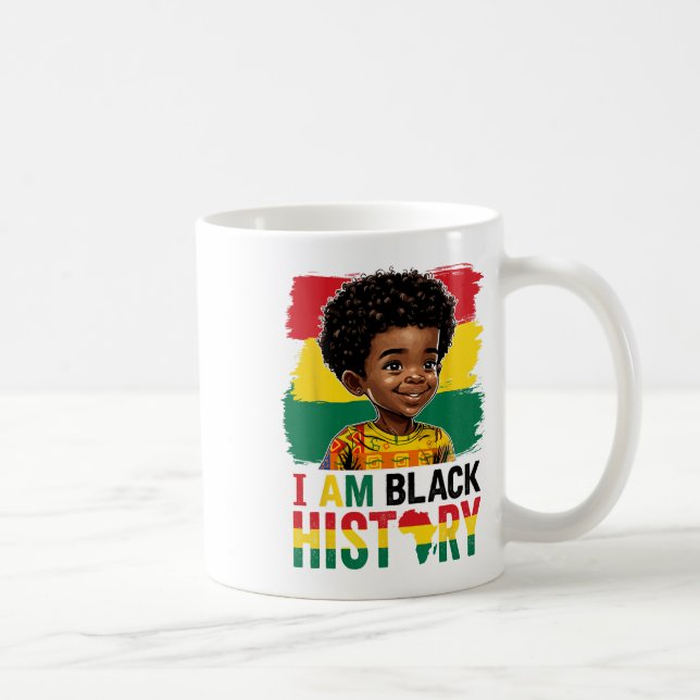 Ich bin Schwarzer Geschichte Afro-Junge Wenig Mela Kaffeetasse (Rechts)