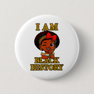 Ich bin Schwarzer Geschichtsmonat 2026 Süße Afro-M Button