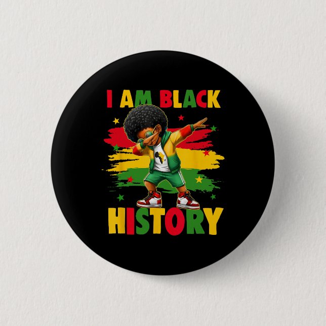 Ich bin Schwarzer Geschichtsmonat Afroamerikanisch Button (Vorderseite)