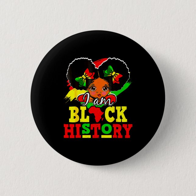 Ich bin Schwarzer Geschichtsmonat Afroamerikanisch Button (Vorderseite)