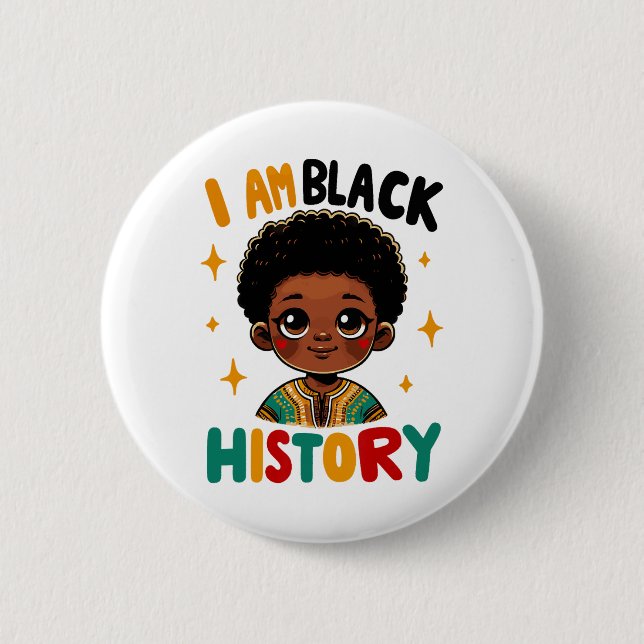 Ich bin Schwarzer Geschichtsmonat Afroamerikanisch Button (Vorderseite)