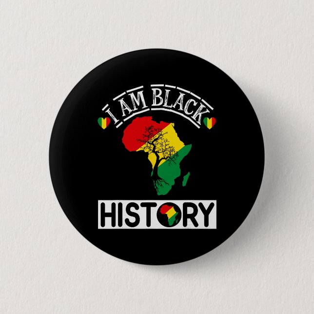 Ich bin Schwarzer Geschichtsmonat Afroamerikanisch Button (Vorderseite)