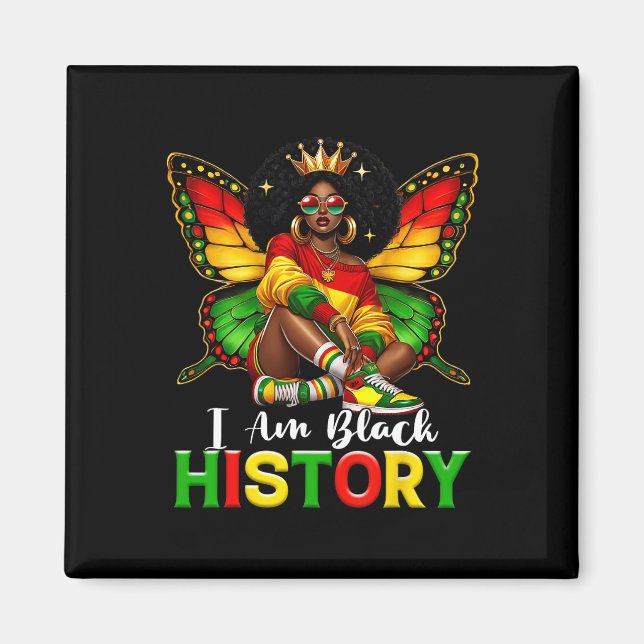 Ich bin Schwarzer Geschichtsmonat Afroamerikanisch Magnet (Vorne)