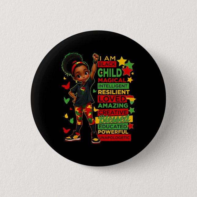 Ich bin Schwarzes Kind Geschichtsmonat Afroamerika Button (Vorderseite)