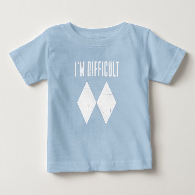 Ich bin schwer Skifahren Doppel Diamond Winterspor Baby T-shirt (Vorderseite)