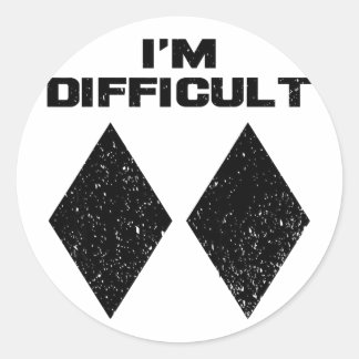 Ich bin Schwierig Lustig Doppelte Schwarze Diamant Runder Aufkleber